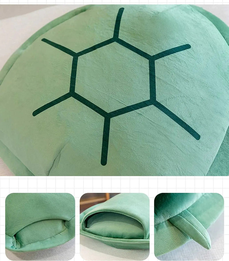 緑色の着られるカメの甲羅枕