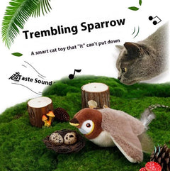 羽ばたく鳥型猫用おもちゃ