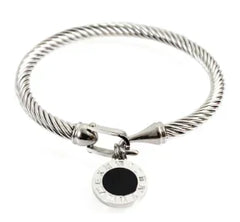 Fashion Simple Stainless Steel 3 Crystal Bracelet Bangle