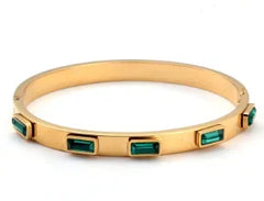 Fashion Simple Stainless Steel 3 Crystal Bracelet Bangle