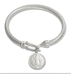 Fashion Simple Stainless Steel 3 Crystal Bracelet Bangle