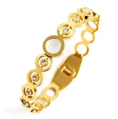 Fashion Simple Stainless Steel 3 Crystal Bracelet Bangle