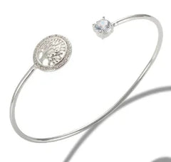 Fashion Simple Stainless Steel 3 Crystal Bracelet Bangle
