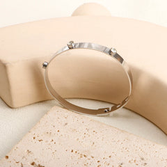 Fashion Simple Stainless Steel 3 Crystal Bracelet Bangle