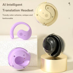 Wireless Bluetooth AI Real-time Language Translation Earphones 144 Languages Ear Hanging Headphone Translator For Busine