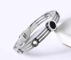 Fashion Simple Stainless Steel 3 Crystal Bracelet Bangle