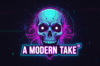 A Modern Take - Skull Small White Dot Eyes Gaming Logo